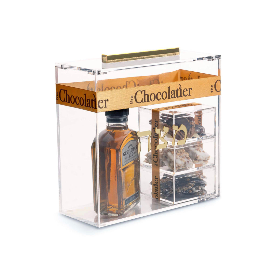 Elegance & Indulgence Lucite Matzah Box with Gentleman Jacks