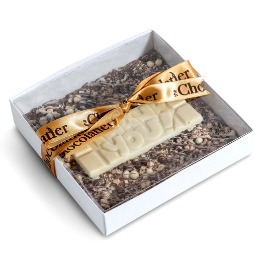 Gourmet Dairy Nut Bark with Message Bark - Thank You